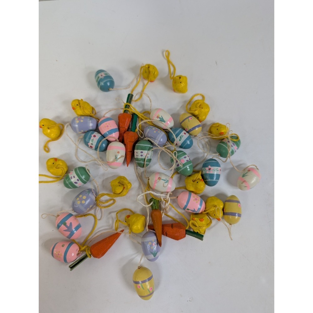 Lot‎ of Miniature Easter Ornaments Eggs, Chicks And Carrots